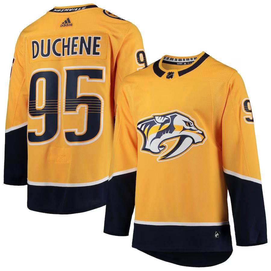 Men Nashville Predators 95 Matt Duchene adidas Gold Home Authentic Player NHL Jersey